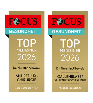 FOCUS-Siegel "Top Mediziner 2026 für Antirefluxchirurgie und Gallenblasen/Gallenwegschirurgie"