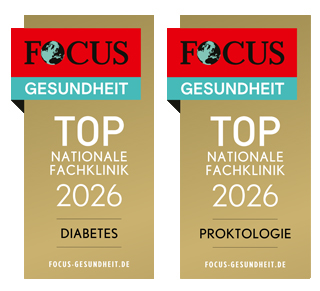 FOCUS Siegel "Nationale Fachklinik 2026 Diabetes_Proktologie"
