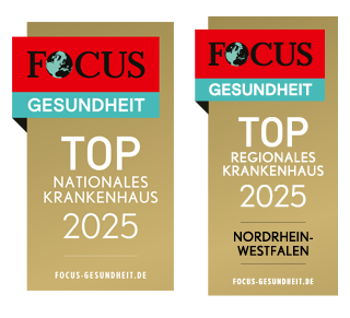 FOCUS-Siegel "Nationales Krankenhaus 2025" und "Regionales Krankenhaus NRW 2025"